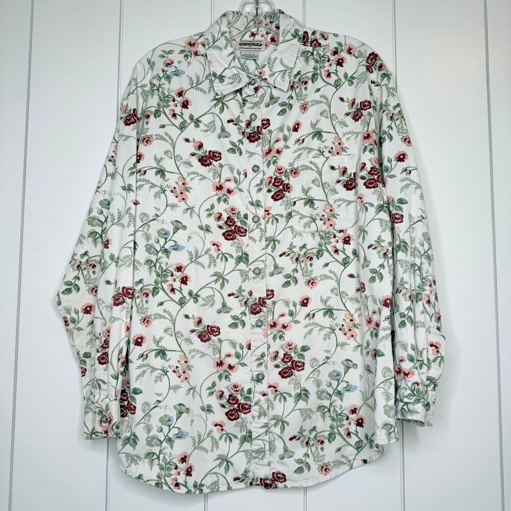 Riders by Lee Floral Button Front Cotton Shirt Women’s Large Y2K Cottagecore